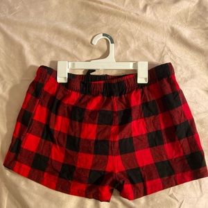 Red and Black Plaid Pajama Shorts